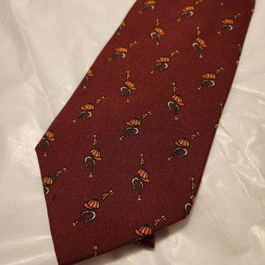 Brooks Brothers 100% Silk Tie - Horse Jockey Equipment on Red
